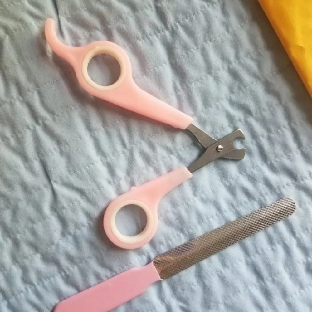Dog Nail Clippers & File Pink for Small Little Dogs Grooming